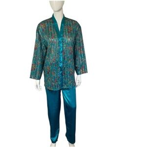 NEW Victoria's Secret Vintage Floral Satin Gold Label Two Piece Pajama Set Sz S
